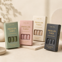 Boîte en carton recyclé écologique pour faux ongles, boîte rigide estampillée or, biodégradable, avec doublure en éponge haut de gamme