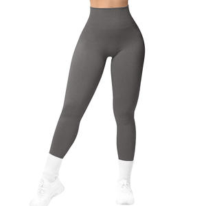 Pantalons de yoga en maille sans couture pour femmes, style européen et américain, pour <span class=keywords><strong>Amazon</strong></span> Cross-Border, avec effet galbant des fesses, haute élasticité, pour le sport et la course à pied, OEM - Product Image 4