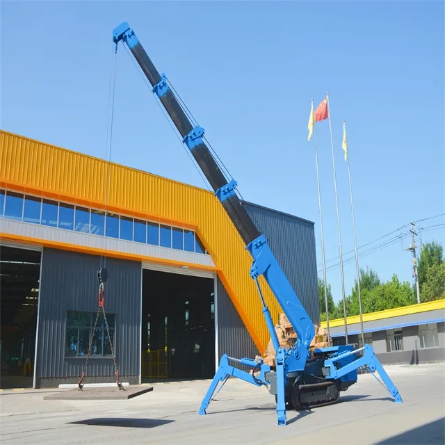 Manually Operated Small Hydraulic Spider Crane Oil and Electricity Dual Purpose Remote Control Walking Telescopic Spider Crane