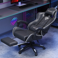 Chaise de jeu ergonomique avec repose-pieds, coussin en cuir PU et latex, inclinable à 145° pour la maison, le bureau et les jeux sur PC