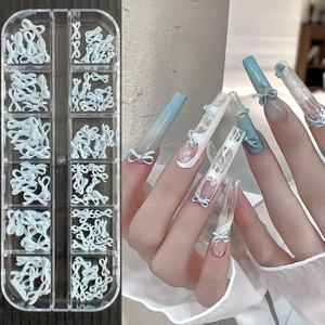 100 pièces doux ciel bleu <span class=keywords><strong>Mini</strong></span> résine arc Nail Art décoration 3D mixte blanc rose ruban arc ongles breloques en vrac fournitures manucure bricolage - Product Image 5