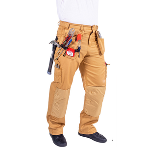 Pantalon de travail cargo industriel pour <span class=keywords><strong>homme</strong></span> en toile droite avec genouillères et poches Gris kaki Pantalon de randonnée robuste - Product Image 4