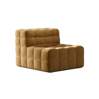 Fauteuil lounge en velours côtelé style Kashima, fauteuil d'appoint modulaire tout en mousse capitonné gaufré