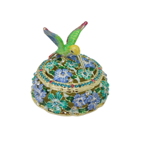 SHINNYGIFTS Boîte à Bijoux Colibris pour Bagues, Cadeau de Noël, Émail Durable, Fermeture Magnétique, Rangement de Bijoux, Décoration d'Intérieur
