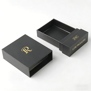 Custom Logo Luxury Drawer Sliding Gift <b>Box</b> with Texture Paper <b>Black</b> Foil Stamping for Perfume Packaging <b>Box</b> - Product Image 3