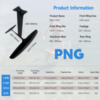 Hydrofoil entièrement en carbone PNG910-1300 avec mât en aluminium 600-900mm pour Pump Foil, Foil SUP, Foil Wing, Kite Foil, Surfing – Vente en gros OEM