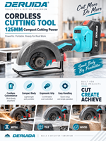 Scie circulaire sans fil portable DERUIDA 21V avec deux batteries lithium-ion, scie à métal et à bois pour bricolage et usage industriel