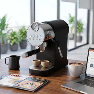 Macchina per Espresso Elettrica Overseas Home Trend AZ-EM1517B con Controllo a Pulsante, Compatta, Retrò, Nera, Semi-Automatica, 15/20 Bar - Product Image 2