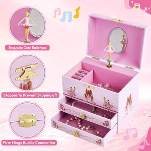 <span class=keywords><strong>Caja</strong></span> <span class=keywords><strong>de</strong></span> Joyería <span class=keywords><strong>Musical</strong></span> con Estampado Floral <span class=keywords><strong>de</strong></span> <span class=keywords><strong>Bailarina</strong></span> <span class=keywords><strong>de</strong></span> <span class=keywords><strong>Ballet</strong></span> Rosa, con Doble Cajón, Espejo Ovalado y Muñeca <span class=keywords><strong>Bailarina</strong></span> Giratoria, Regalo para Niñas - Product Image 4