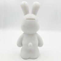 Populaire blanc 23cm fluide lapin jouet enfants créatif Graffiti cadeau inachevé fluide ours lapin Figurines avec tirelire
