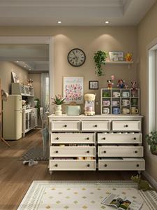 Cassettiera <span class=keywords><strong>Grande</strong></span> in Legno Bianco con Maniglie in Ottone, Mobile Contenitore per Arredamento Casa e <span class=keywords><strong>Soggiorno</strong></span> - Product Image 3