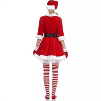 Erwachsenen-Weihnachtsmann-Kostüm für Damen Partykleid Outfit Rotes Kleid für Bühnenauftritte Vorrätig