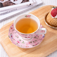 Vente en gros, ensemble tasse et soucoupe en céramique sur mesure pour tasse à boisson domestique Afternoon Tea Girl Tea Set de tasses à café en céramique