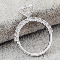 Bague de fiançailles solitaire à 4 griffes avec bande pavée, diamant rond de 2 carats, or blanc 14K/18K, certifié IGI, diamant de laboratoire sur mesure