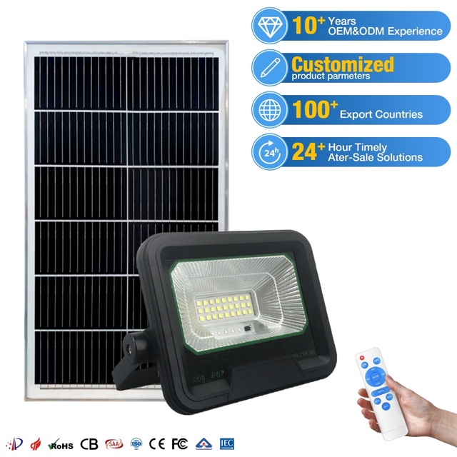 ZY ABS Solar Floodlight Waterproof IP65 LED Outdoor Garden Solar Light Wall Mounted Remote Control Flood Lights