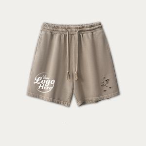 380G Heavy Duty Cotton Washed <b>Shorts</b> Men's Casual Ripped Hole <b>Shorts</b> Sports <b>Sweatpants</b> Men's <b>Shorts</b> - Product Image 5