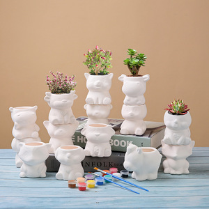 P242 vaso succulento in ceramica minimalista non smaltata moderno giardinaggio domestico fai da te transfrontaliero con animali da cartone animato per casa Amazon - Product Image 1