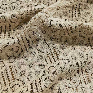 Doux Bonne Texture Jaune Blanc <span class=keywords><strong>Crochet</strong></span> Polyester Coton Dentelle Tissu Polyester Fil <span class=keywords><strong>Crochet</strong></span> <span class=keywords><strong>Rideau</strong></span> Tissu - Product Image 5