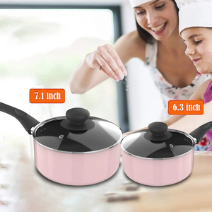 Ensemble de Casseroles Antiadhésives de Haute Qualité Rose 8 Pièces avec Couvercles en Verre pour Cuisinières à Gaz et à Induction - Product Image 3