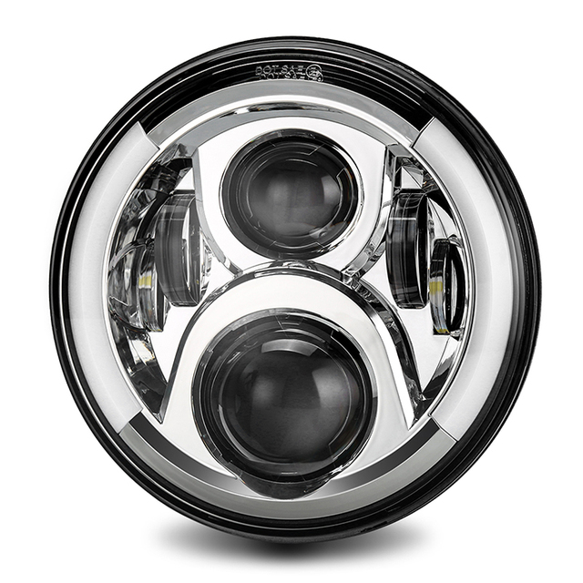 7" LED Indicator Headlight 72 Watts Projector Headlamp for Motorcycles