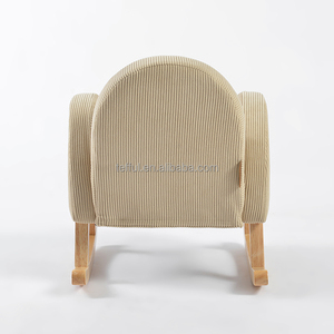 Fauteuil à bascule moderne en bois massif, rembourré en velours côtelé, avec appui-tête réglable et poche pour enfants - Product Image 5