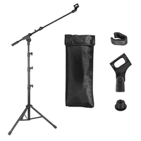 Support de microphone pliable GH-213 en métal noir et plastique avec pince et trépied au sol pour spectacles, fêtes et réunions – Offre Spéciale