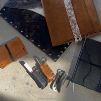 Étui à briquet vintage en cuir de vachette et fourrure, porte-rouge à lèvres, porte-gloss, porte-clés décoré de rivets, mini pochette cosmétique, porte-baume à lèvres, breloque de sac
