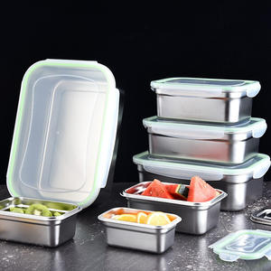 Duy Nhất Ngăn Thép Không Gỉ Thực Phẩm Lưu Trữ Box Với Nắp Nhựa Không Thấm Nước Nhà Bếp <span class=keywords><strong>Container</strong></span> Cho Tươi Tủ Lạnh Lưu Trữ - Product Image 6