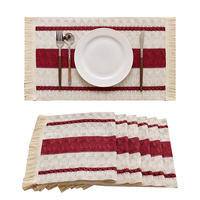 Napperons personnalisés polyester coton Restaurant Table de mariage tapis tissé rayé gland Table napperon
