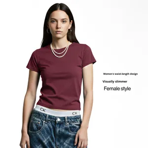 T-shirt unisexe en coton élastique 220g à col rond, nouvelle collection printemps-été 26, streetwear tendance, couleur unie, manches courtes - Product Image 3