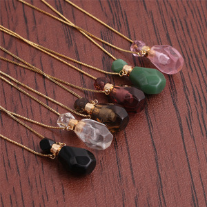 Collar con Colgante de Piedra Preciosa Clásico y Sencillo, Joyería Conmemorativa, Botella de Perfume Abrible en Forma de Llama, Botella para Aceites Esenciales - Product Image 1