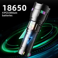 Lampe torche rechargeable à longue autonomie avec zoom télescopique, lumière laser, batterie 18650, lumière puissante pour l'extérieur