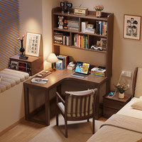 Bureau d'angle avec étagère intégrée, bureau d'ordinateur mural, table d'étude pour bureau à domicile et chevet pour petits espaces