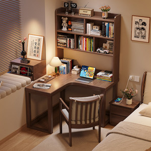Scrivania ad Angolo con Libreria Integrata, Scrivania per Computer a Parete, Tavolo da Studio per Casa e Comodino per Piccoli Spazi - Product Image 1