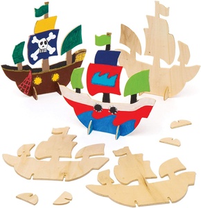 Juguete para niños madera sin terminar artesanía <span class=keywords><strong>Barco</strong></span> <span class=keywords><strong>Pirata</strong></span> pintura juguetes de madera - Product Image 2