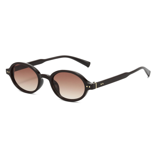 Wholesale Retro Oval Black PC Sunglasses for Men Women UV400 Protection Fashion Shades Lightweight Oval Frame