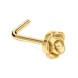 Nuovo Design Piercing Gioiello da Naso in Acciaio Chirurgico Inossidabile 316L Pin a L per Narice e Setto a Forma di Fiore di Rosa - Product Image 6