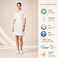 Robe pull d'été plissée à col polo en mélange de rayonne à manches courtes pour femme, marque privée