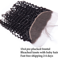 Harga Grosir 150% Kepadatan Renda Penutupan Digunakan Dipetik dengan Bayi Rambut Brazilian Rambut Manusia 13X4 Gelombang Dalam Renda frontal Penutupan