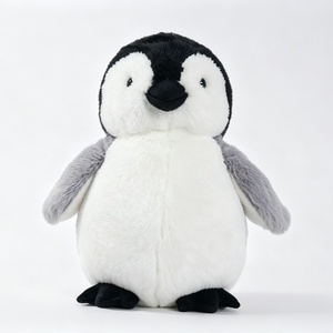 Customized Penguin Plush Backpack Soft Fluffy Standing Stuffed Grey <b>Wing</b> Flippers Classic <b>Black</b> White Arctic Animal PP Cotton - Product Image 1