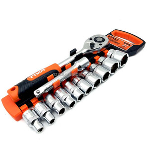 XDJ 12-teiliges Auto-Motorrad-Reparaturschlüssel-Steckschlüssel-Multifunktions-Ratschen schlüssels atz mit externem Sechs kant schlüssel - Product Image 1