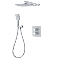Mitigeurs de douche encastrés carrés en laiton noir mat de conception contemporaine Nouvelle vanne thermostatique en céramique pour eau chaude et froide polie