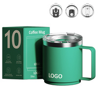 Mug isotherme sous vide de 10 oz en acier inoxydable 304 avec poignée, tasse minimaliste moderne pour la maison et le bureau