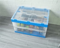 Caisse pliable et empilable en plastique recyclable, rectangulaire, durable, avec couvercles solides, pour l'organisation domestique des vêtements et des aliments