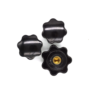 黑色塑料星形旋钮螺母，带黄铜螺纹嵌件，用于矿山水处理机械设备调节 - Product Image 3