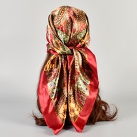 Écharpes en soie imitation pour femmes, 90 cm, écharpes imprimées de fleurs de cajou, écharpes carrées en satin de luxe, marques célèbres, hijabs