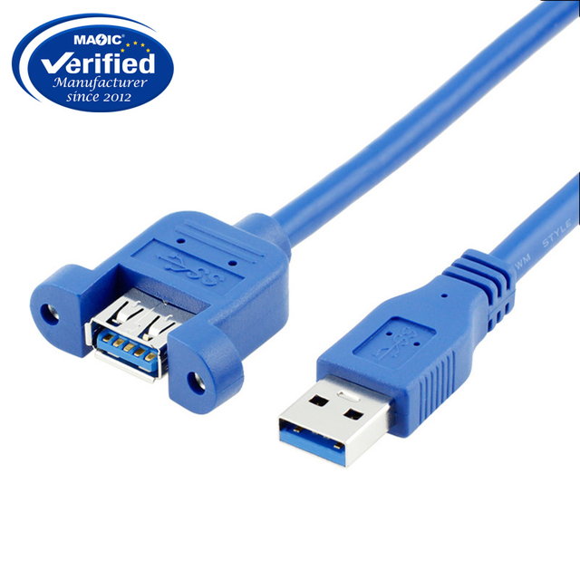 High Quality 0.5M 1M 1.5M USB 3.0 a Male to Female Extension Cable With Panel Mount Screw
