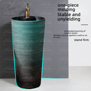 Lavabo sur pied rond élégant Wayon, lavabo d'art pour <span class=keywords><strong>salle</strong></span> <span class=keywords><strong>de</strong></span> <span class=keywords><strong>bain</strong></span>, lavabo en céramique <span class=keywords><strong>de</strong></span> luxe pour villa, hôtel - Product Image 3