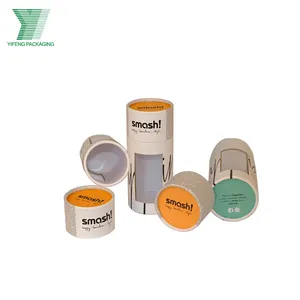 Eco friendly paper recycled kraft cardboard round paper tube cylinder PVC packaging box with window