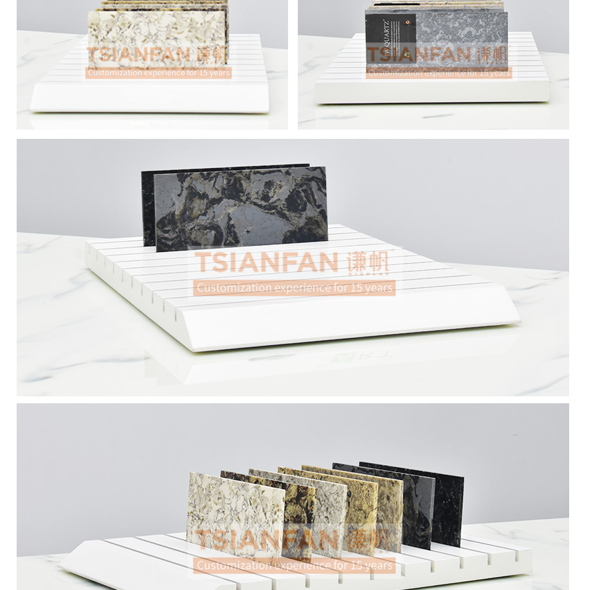 Wholesale Wooden Tabletop Marble Display Stand Mdf Ceramic Tile Stone Desk Stand Countertop Quartz Sample Table Rack